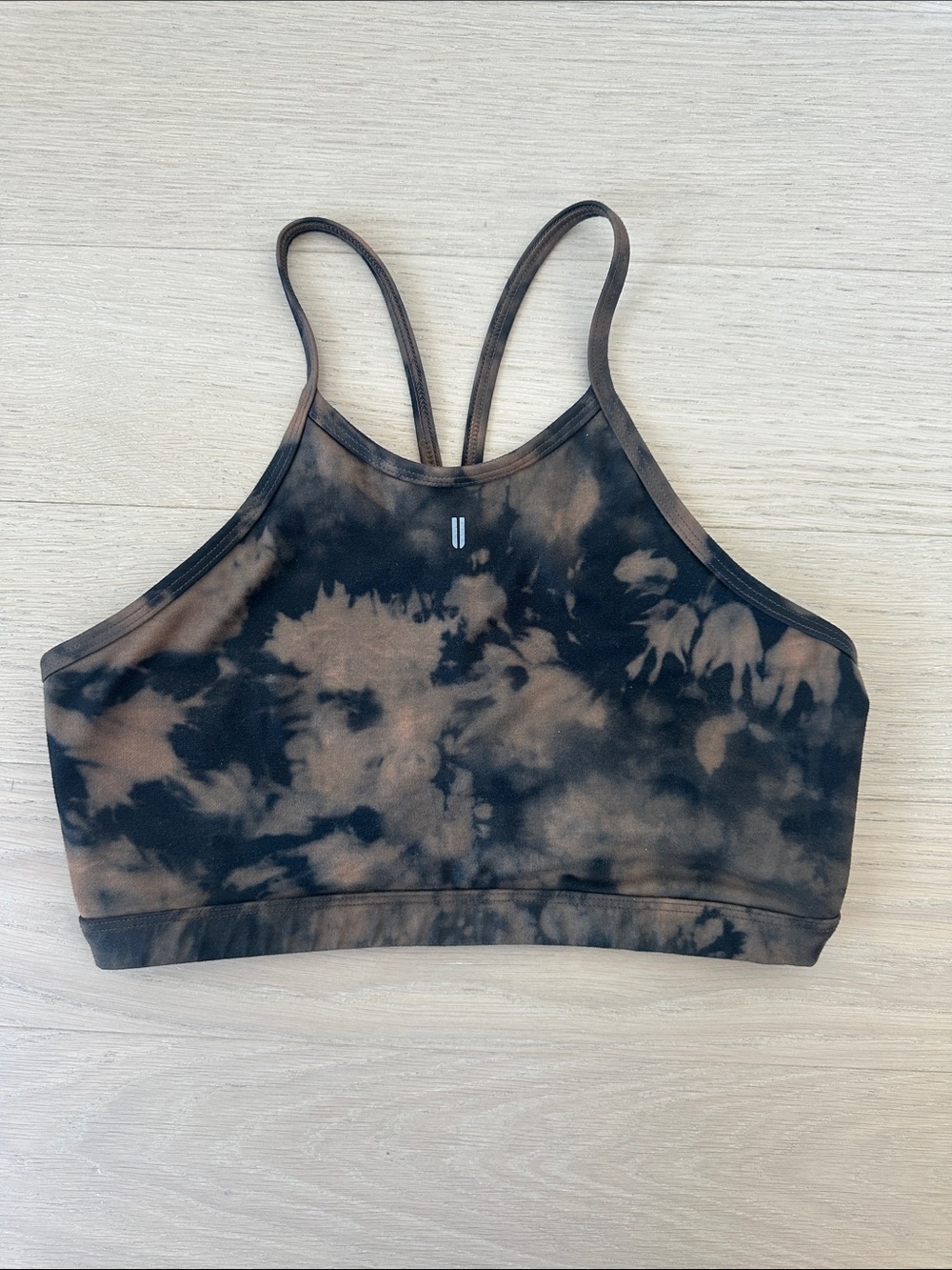 NOBULL Halter Sports Bra Tie-Dye Black & Brown Strappy size large